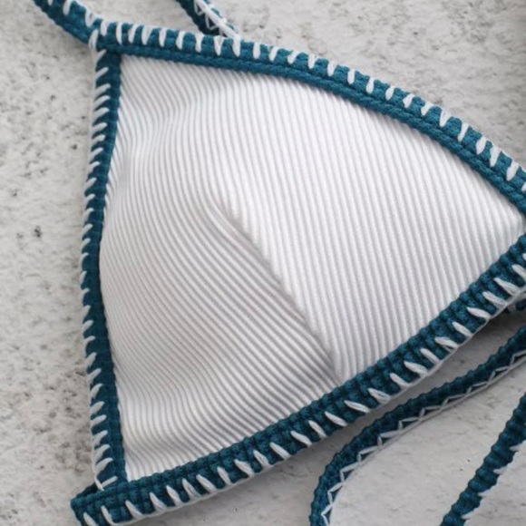 Ribbed Tie String Bikini - White (L) NWT - Picture 3 of 5